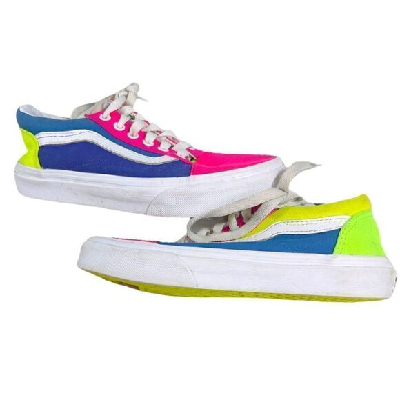 VANS Old Skool Neon Multicolor Low Top Skate Shoes Sneakers Size Men's 5.5/Women - Picture 1 of 5